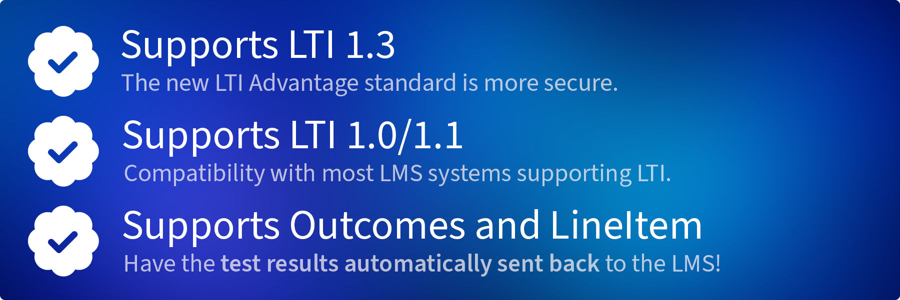LTI 1.0/1.1/1.3 integration with Outcomes and LineItem support